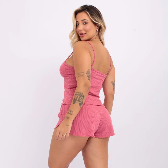 Baby Doll Feminino Canelado com Renda – Short Doll para Dormir - Imagem 3