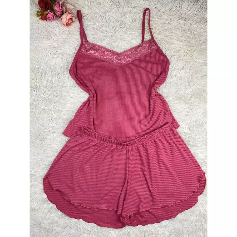 Baby Doll Feminino Canelado com Renda – Short Doll para Dormir - Imagem 5