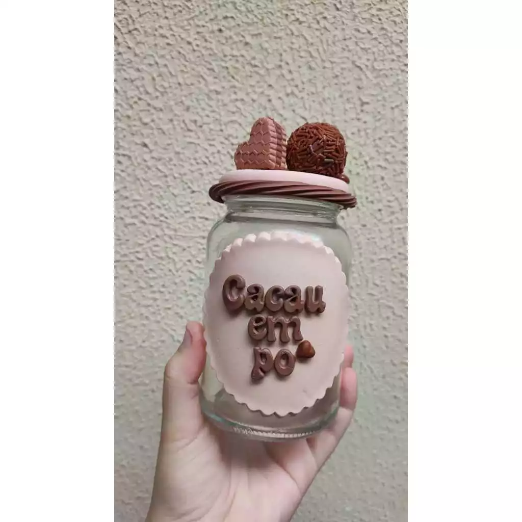 Pote de Cacau em Pó Decorado em Biscuit Cantinho do Café