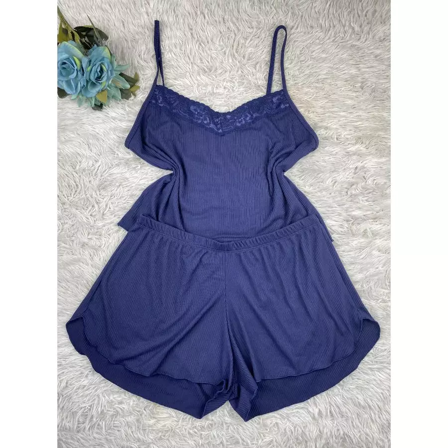 Baby Doll Feminino Canelado com Renda – Short Doll para Dormir - Imagem 7