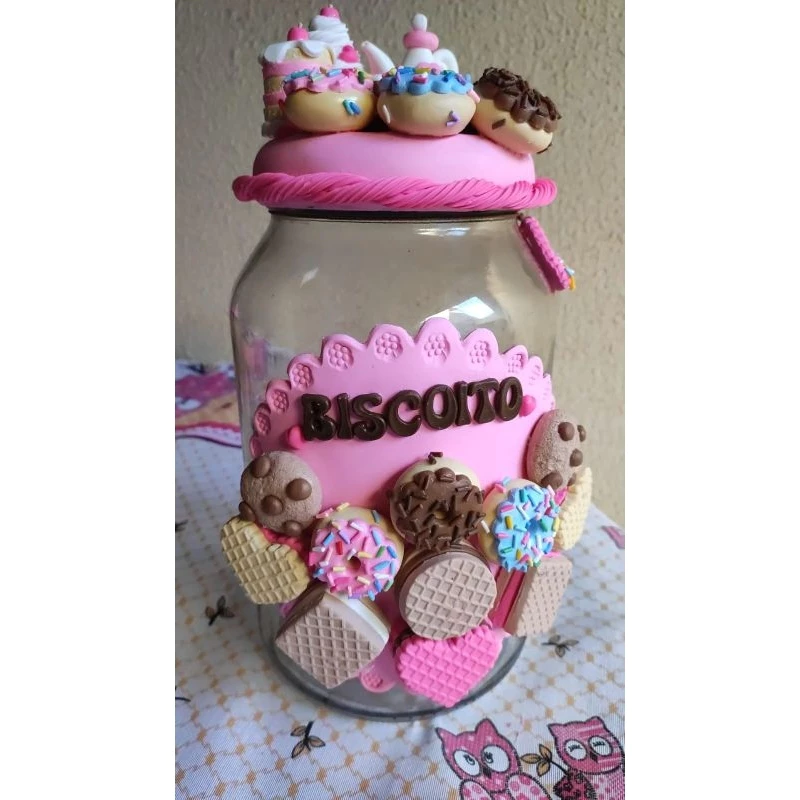 Pote de Biscoitos Decorado em Biscuit Cantinho do Café - Imagem 2