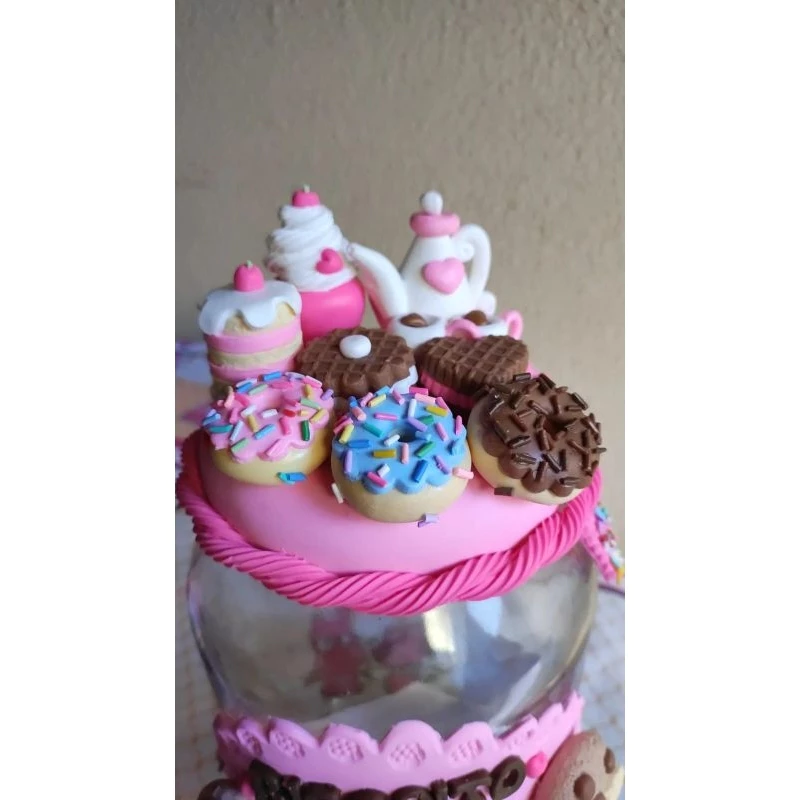 Pote de Biscoitos Decorado em Biscuit Cantinho do Café - Imagem 3