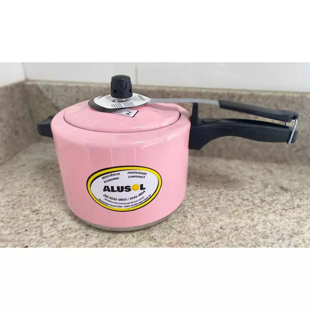PANELA DE PRESSÃO 4,5 LITROS - FECHAMENTO INTERNO - ROSA BARBIE