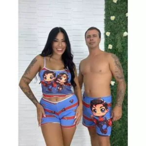 Kit Pijama de Casal Short Doll + Samba Canção