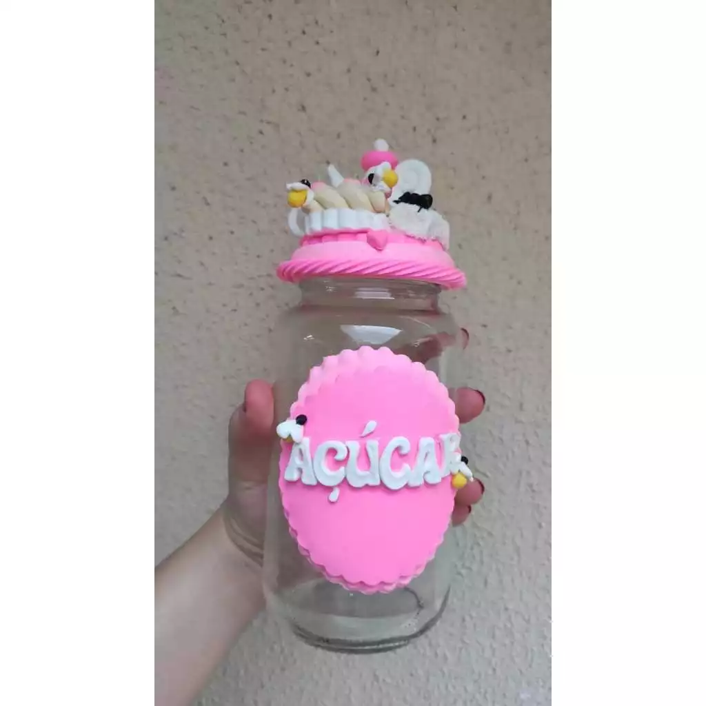 Pote de Açúcar Decorado em Biscuit Cantinho do Café