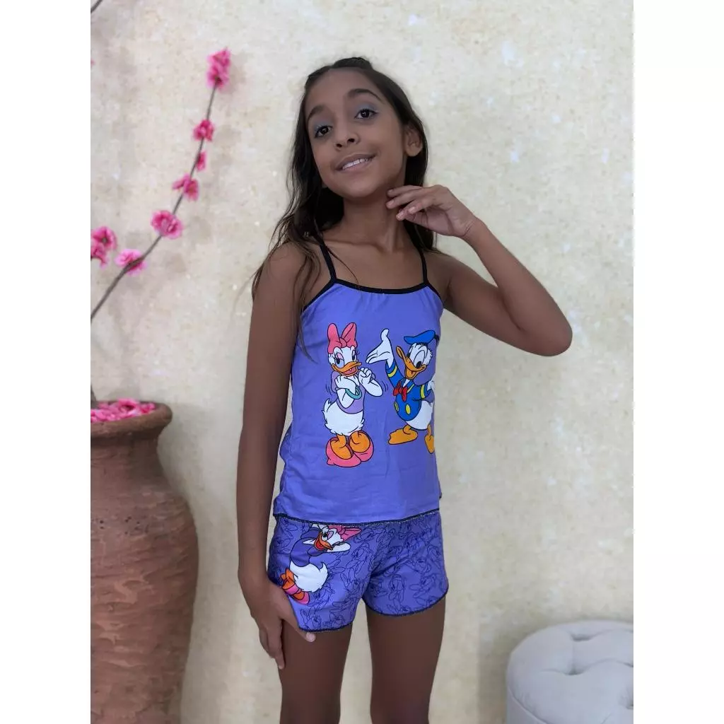 Pijama Infantil Juvenil Feminino Suede – Regata + Short Estampado