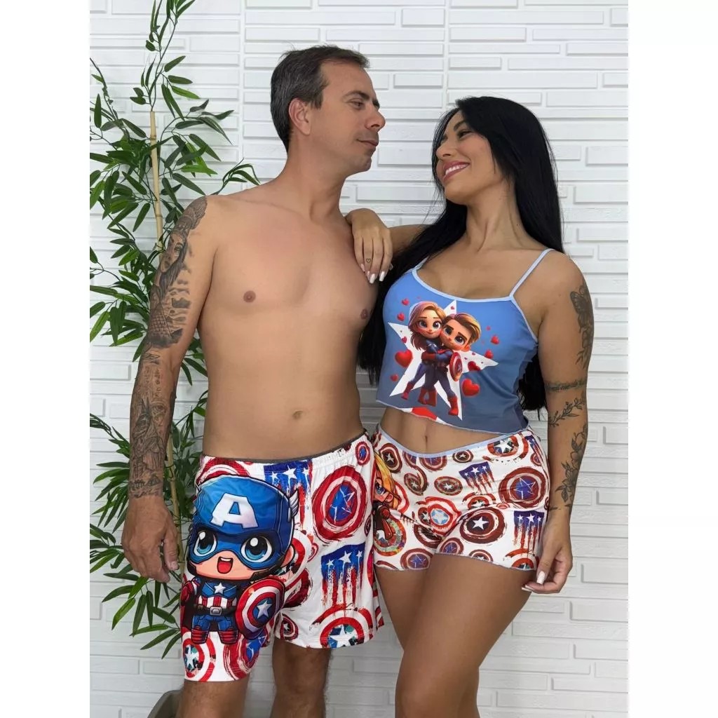 Kit Pijama de Casal Short Doll + Samba Canção - Imagem 4