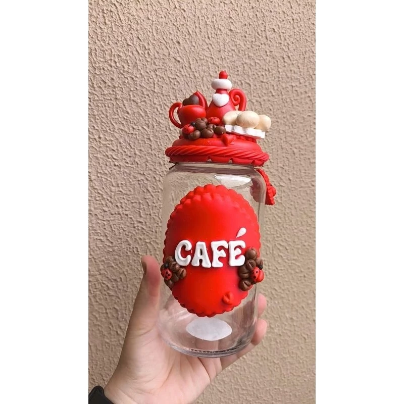 Pote de Café Decorado em Biscuit Cantinho do Café
