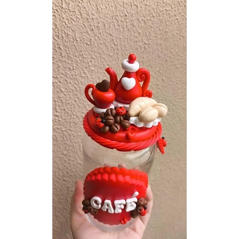 Pote de Café Decorado em Biscuit Cantinho do Café - Imagem 2