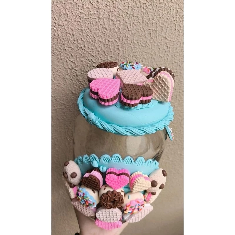 Pote Turquesa de Biscoitos Decorado em Biscuit Cantinho do Café - Imagem 4