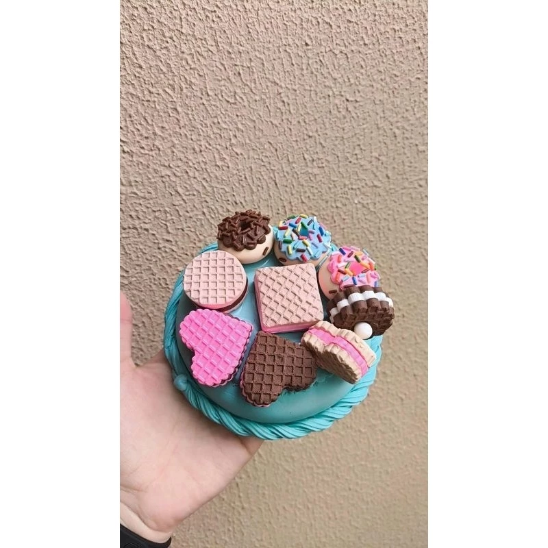 Pote Turquesa de Biscoitos Decorado em Biscuit Cantinho do Café - Imagem 3