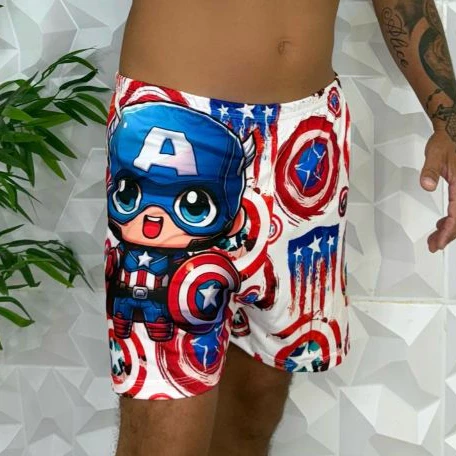 Samba Canção Masculino Suede Estampado com Personagens – Pijama Confortável