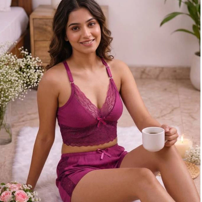 Pijama Short Doll Cropped + Shortinho Canelado