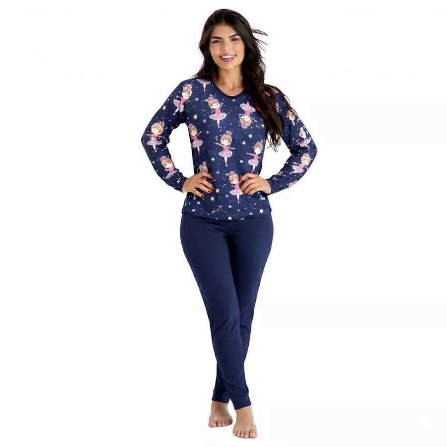 Pijama Feminino de Inverno Suede Longo – Quentinho e Confortável - Imagem 3