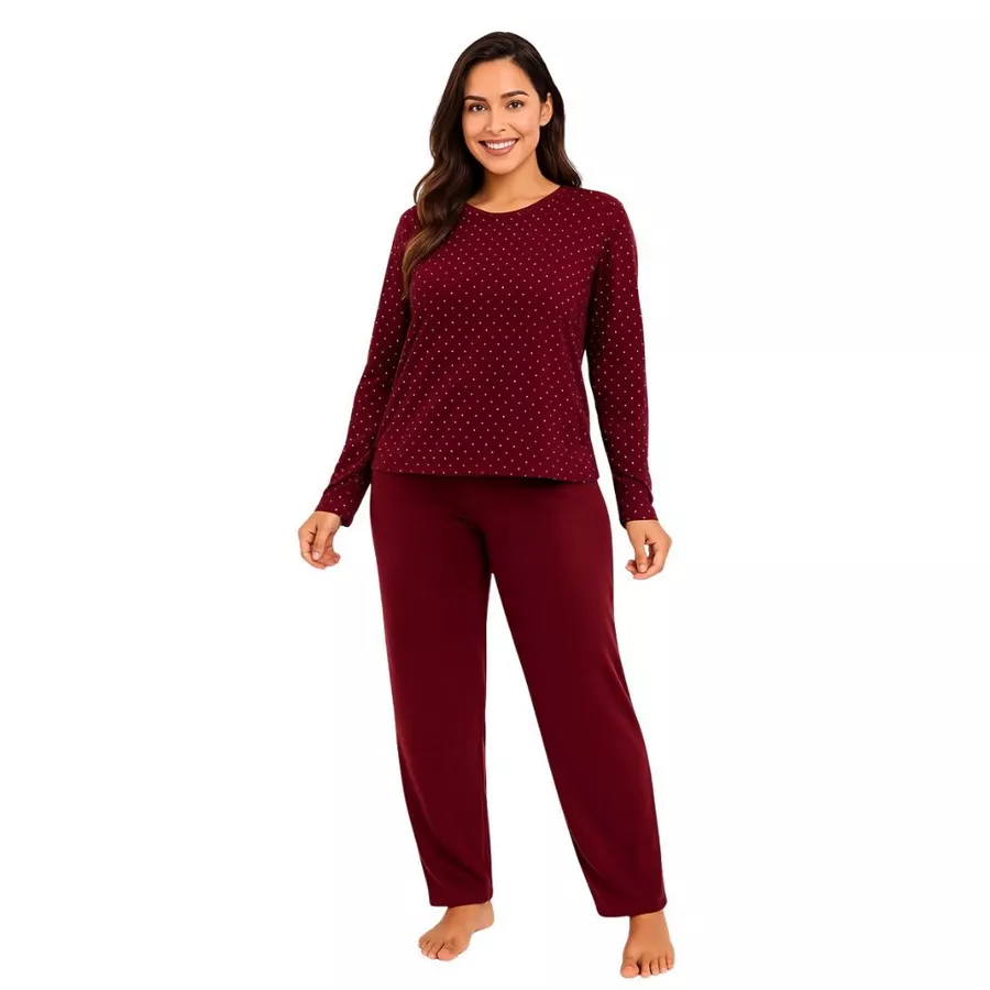 Pijama Feminino de Inverno Suede Longo – Quentinho e Confortável - Imagem 5