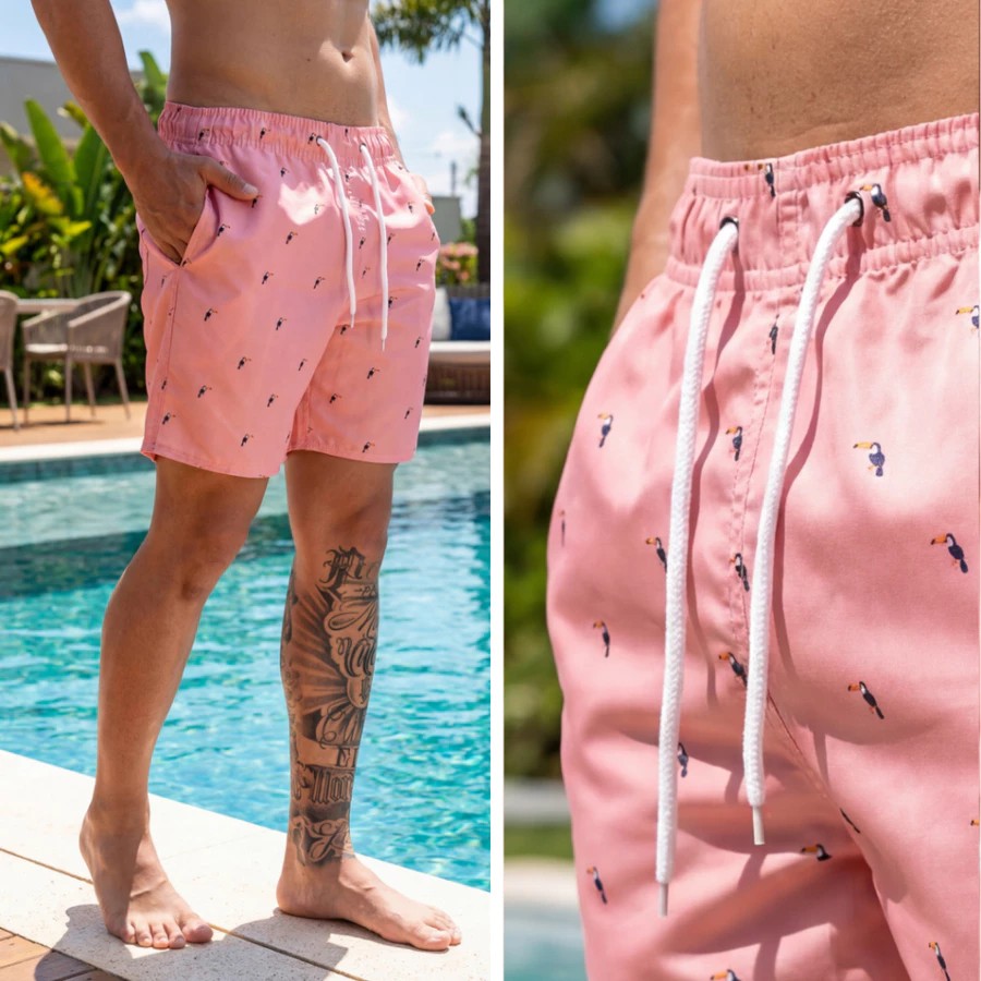 Shorts Masculino Tactel Praia & Lazer – Estampado, Confortável e Secagem Rápida - Imagem 7