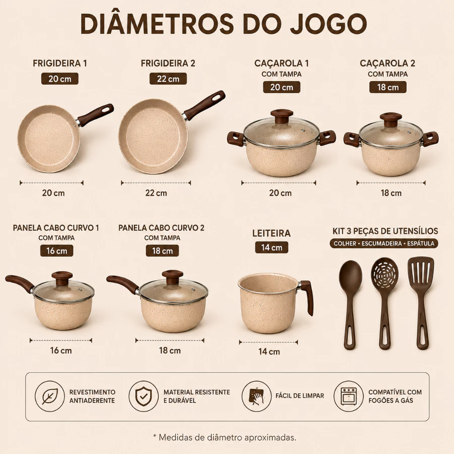 Jogo de Panelas Variadas Cor Cerâmica 10 Peças. - Imagem 2