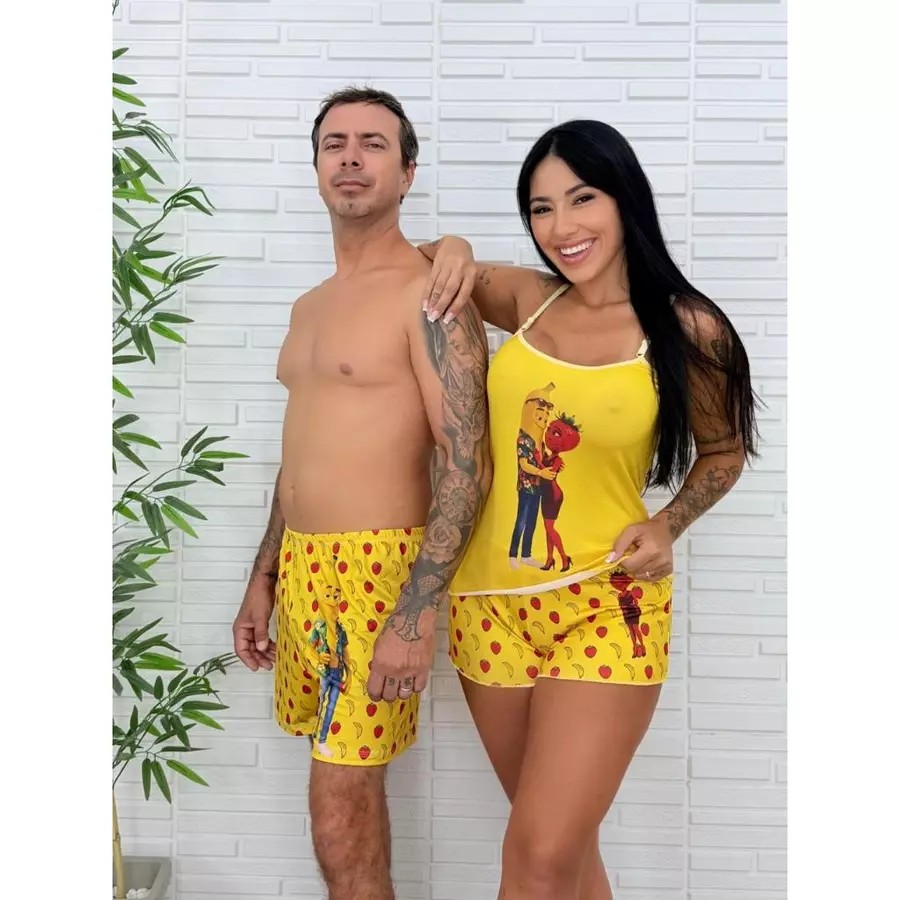 Pijama de Casal ShortDoll + Samba-Canção - Imagem 3