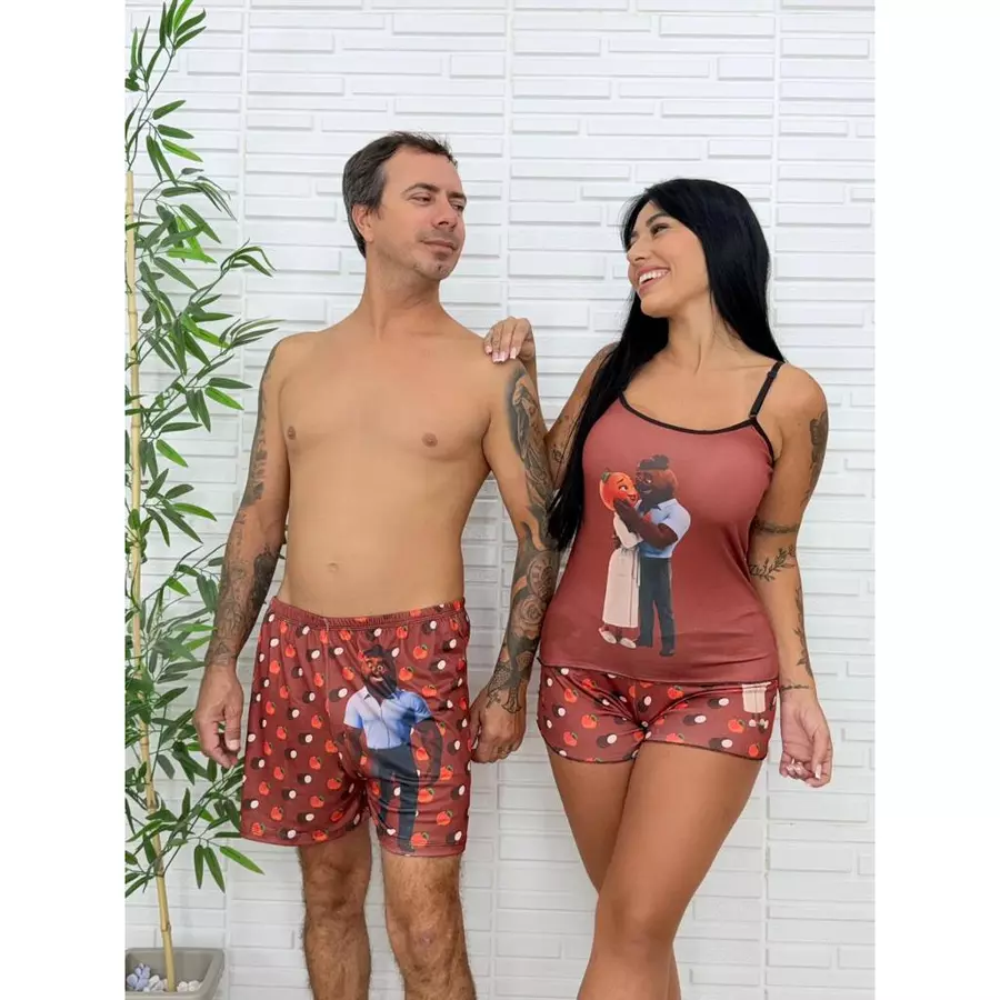 Pijama de Casal ShortDoll + Samba-Canção - Imagem 2
