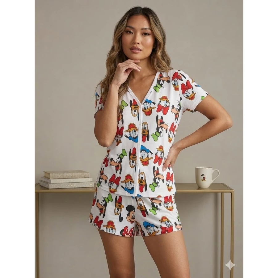 Pijama Feminino com Botão Estampado - Imagem 4