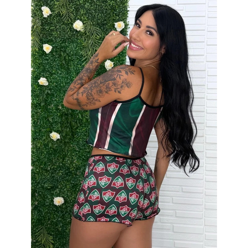 Pijama Time ShortDoll Suede Cropped + Short TRICOLOR - Imagem 3