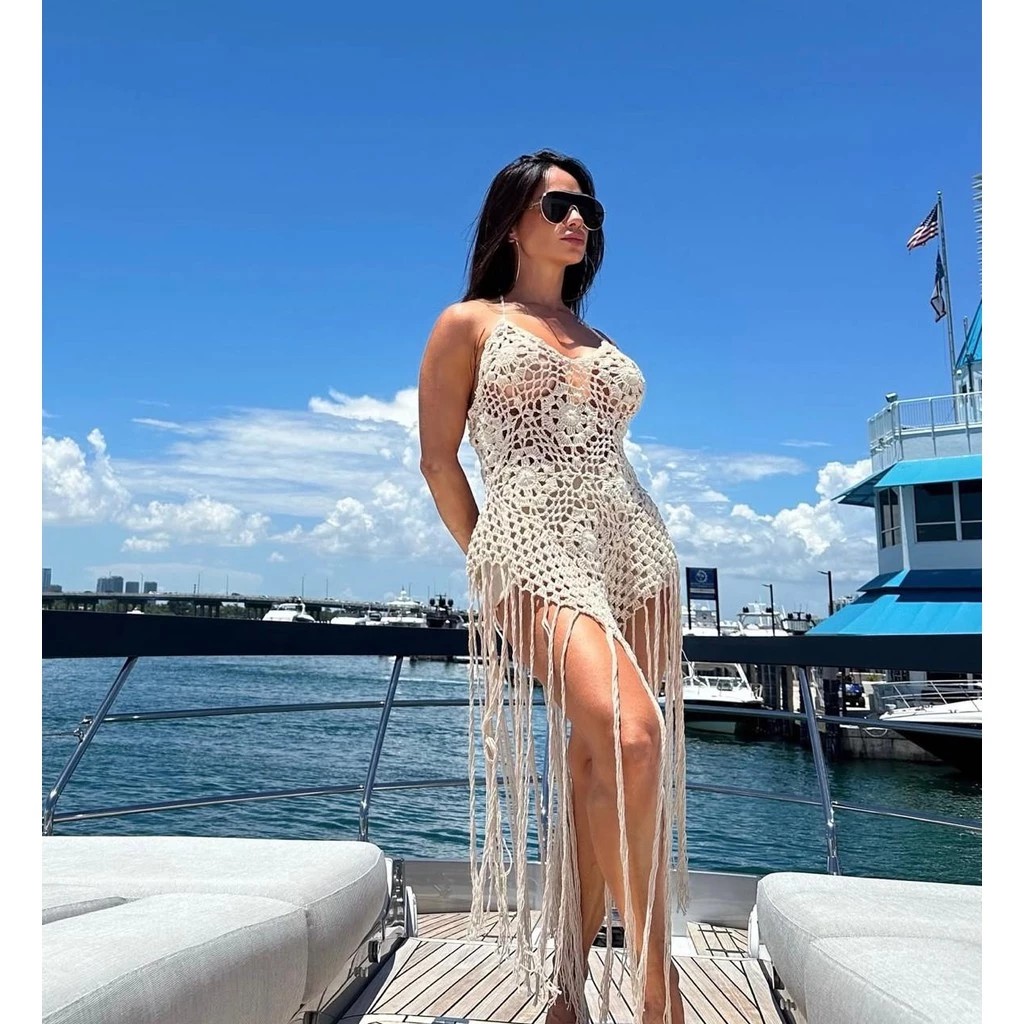 Vestido Saida de Praia Crochê Artesanal - Imagem 3