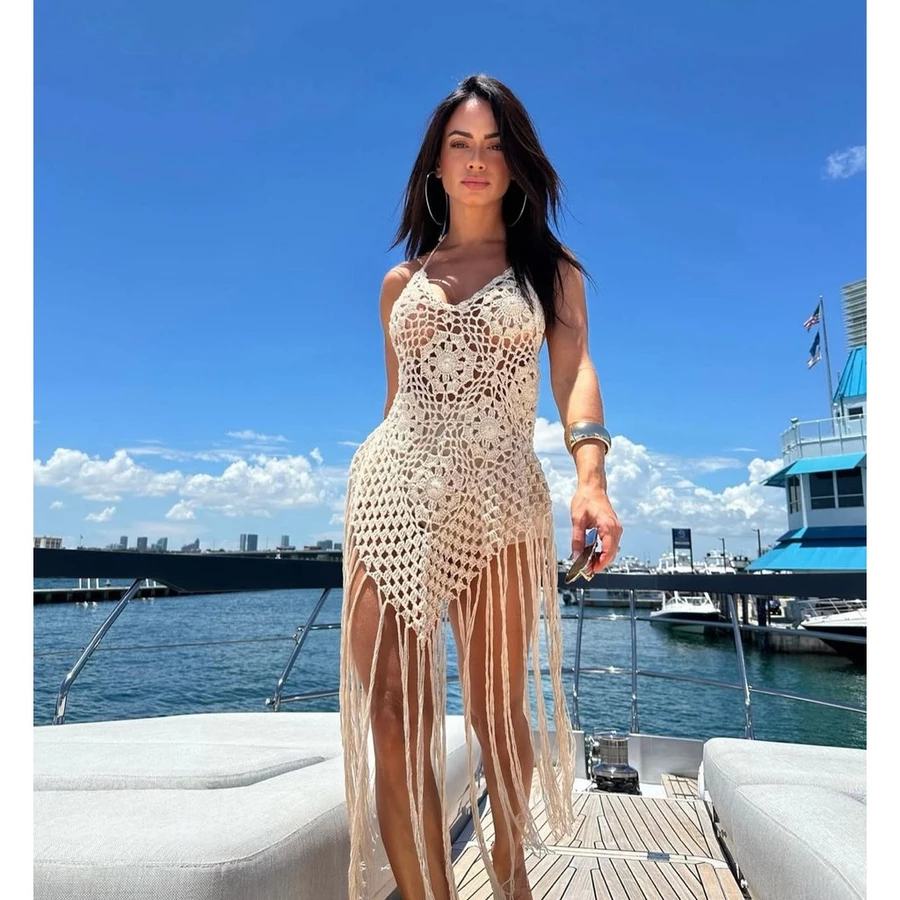 Vestido Saida de Praia Crochê Artesanal - Imagem 6