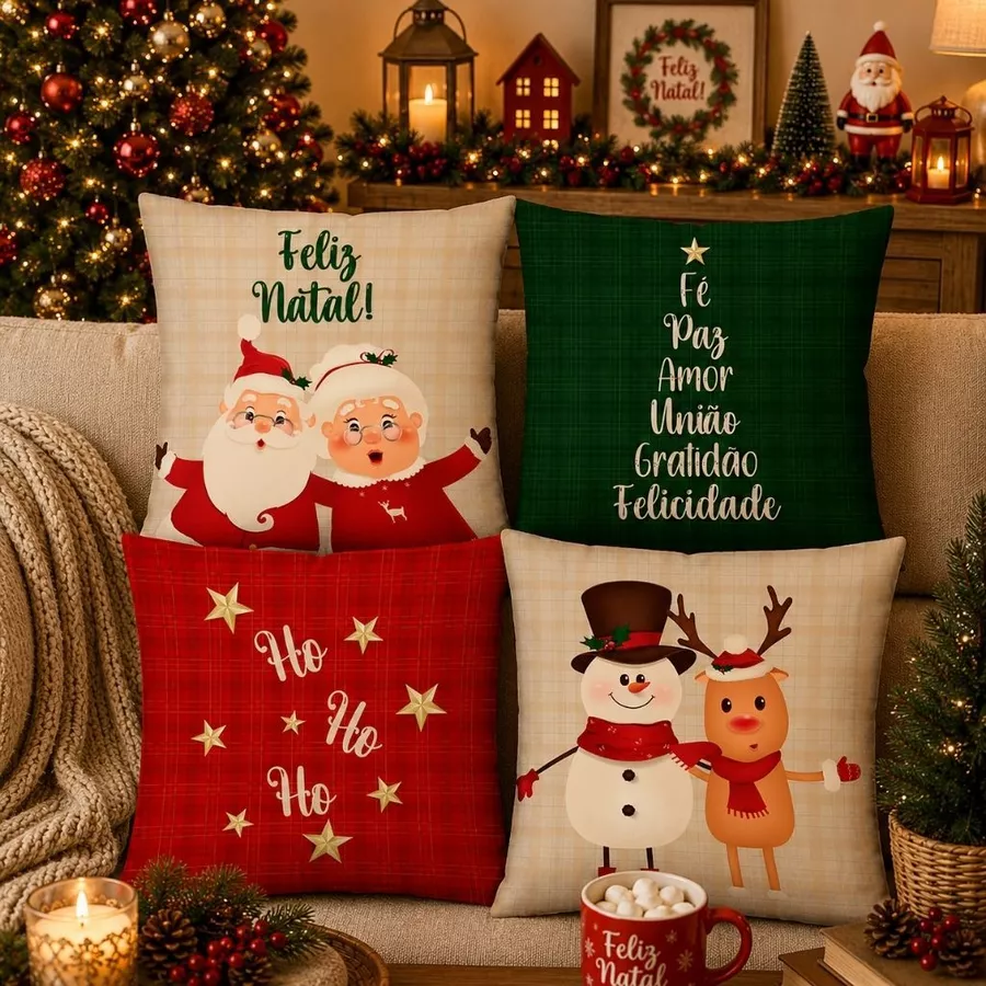Kit com 4 Capas de Almofada Natalinas - Imagem 9