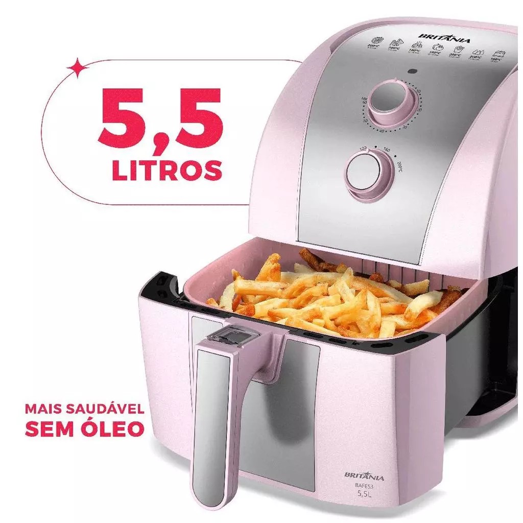 Air Fryer Rosa Britânia 5,5L Pinkstone 1500W