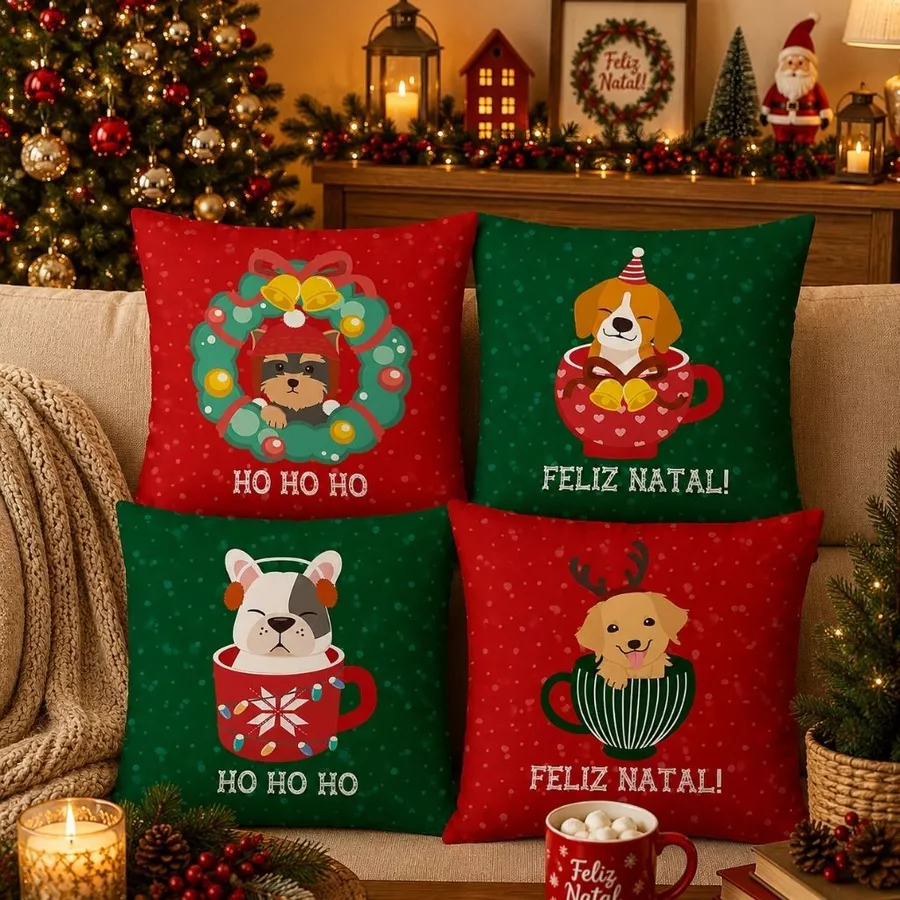 Kit com 4 Capas de Almofada Natalinas - Imagem 10