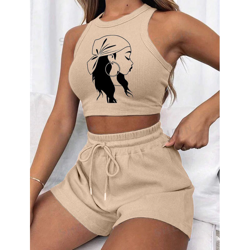 Conjunto cropped e short canelado 3D Feminino - Imagem 9