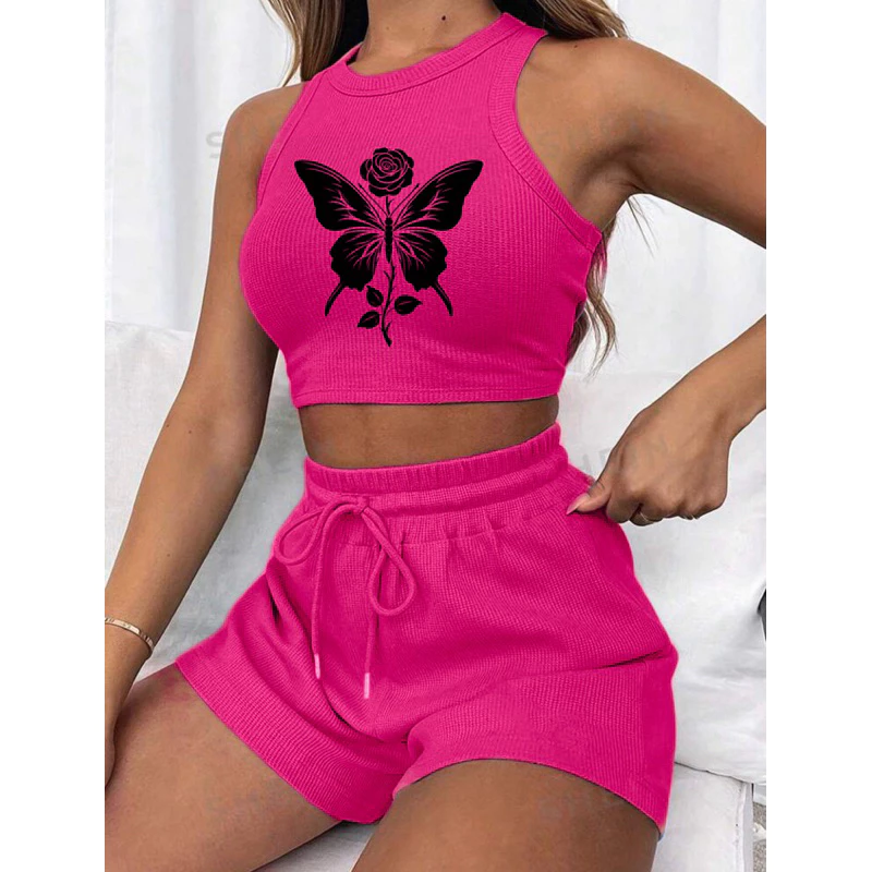 Conjunto cropped e short canelado 3D Feminino - Imagem 2