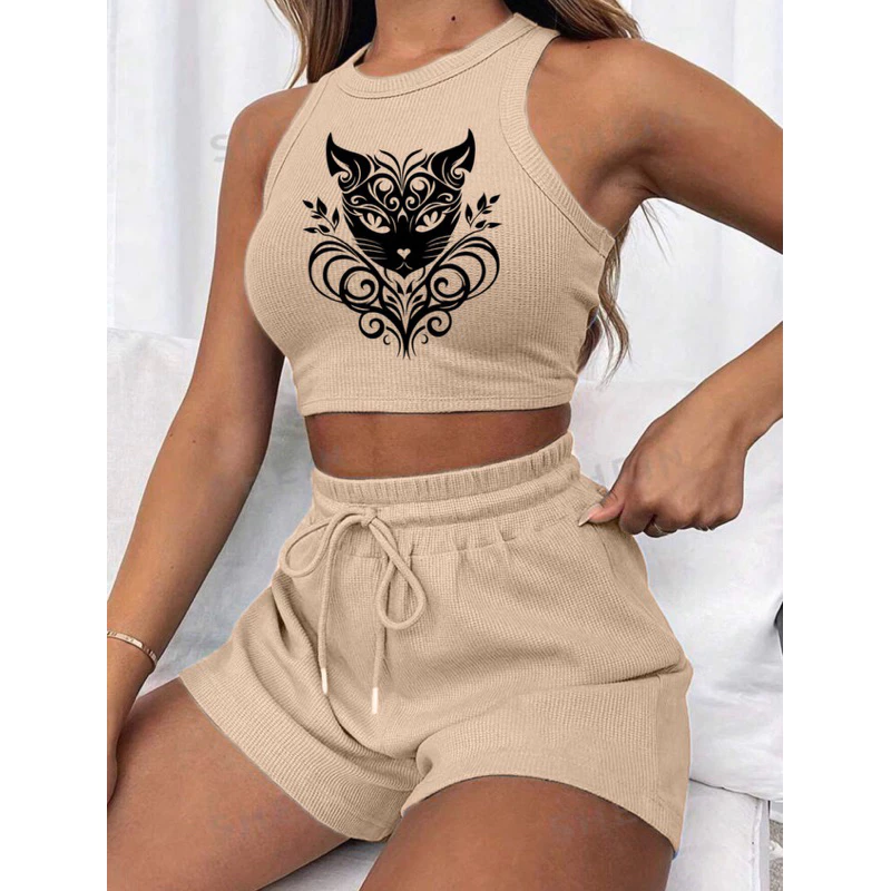 Conjunto cropped e short canelado 3D Feminino - Imagem 7
