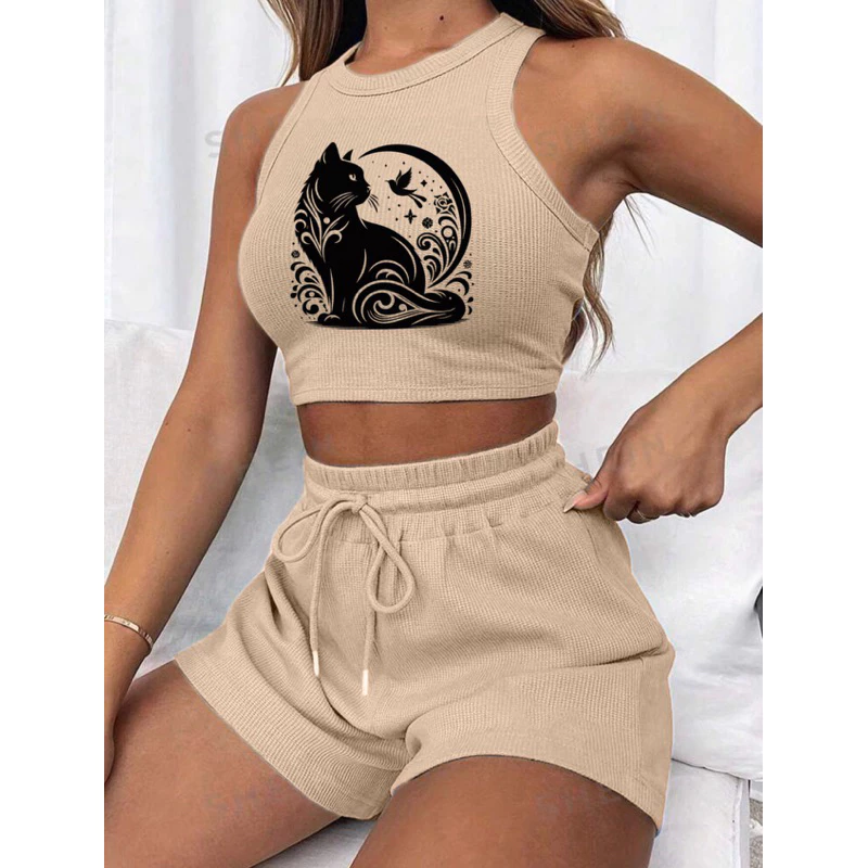 Conjunto cropped e short canelado 3D Feminino - Imagem 6