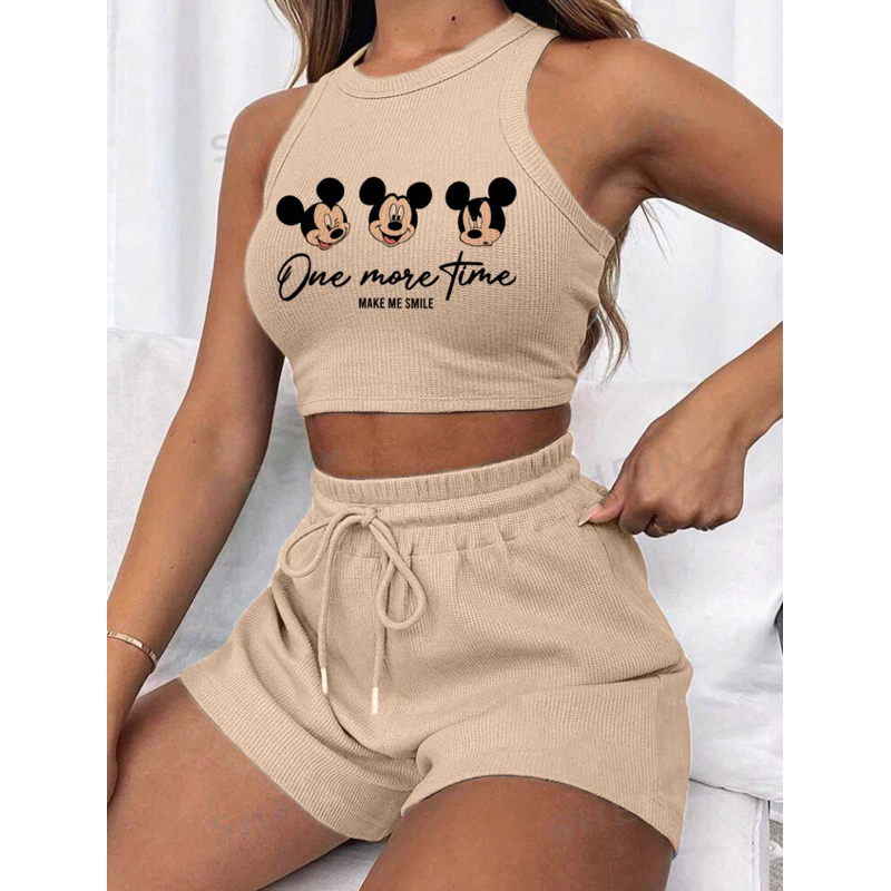 Conjunto cropped e short canelado 3D Feminino - Imagem 3