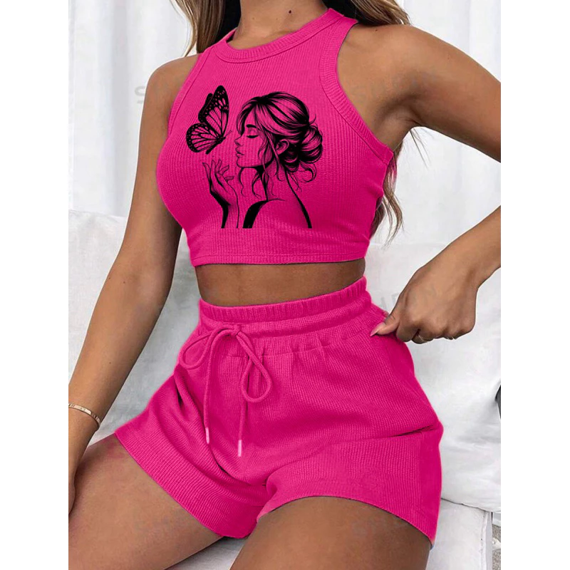 Conjunto cropped e short canelado 3D Feminino - Imagem 3