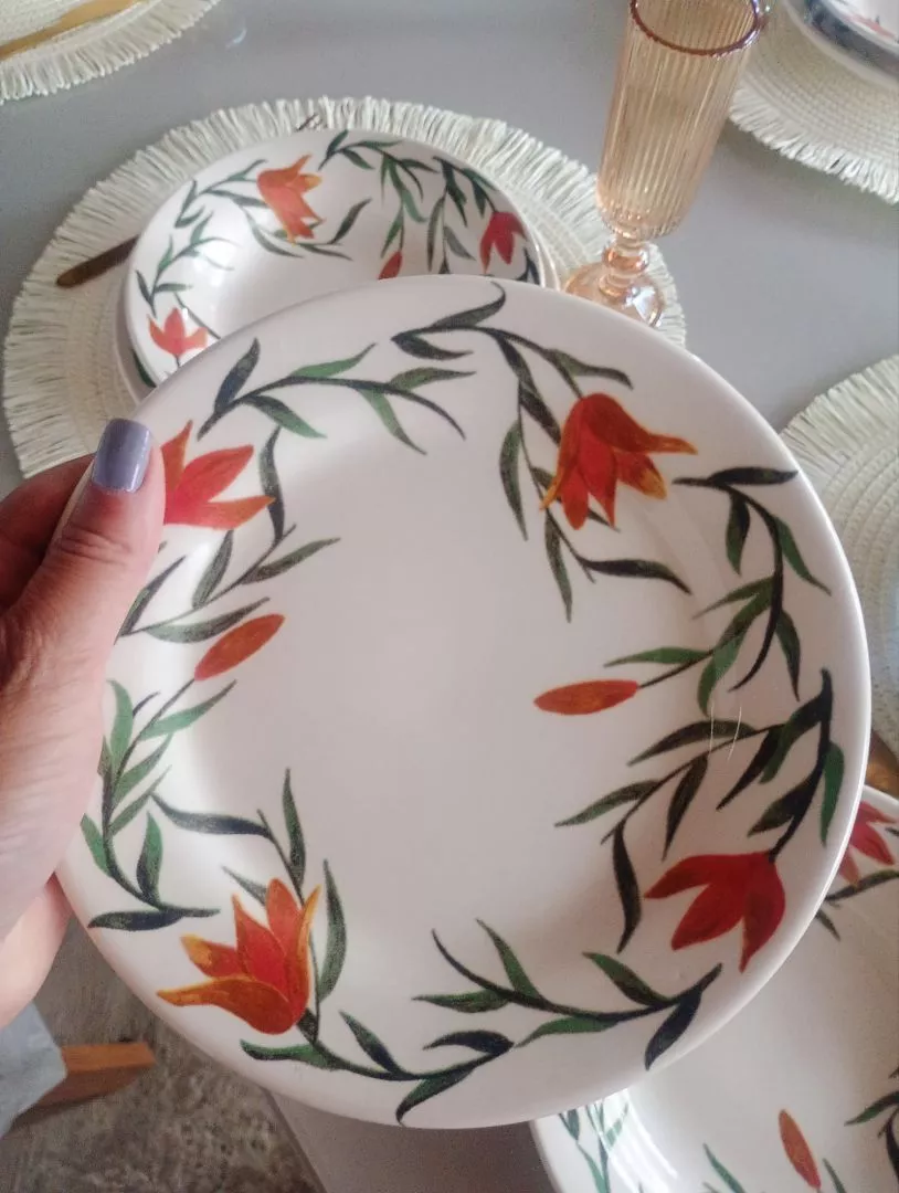 Aparelho De Jantar E Chá Louça 30 Peças Lírios - Imagem 7