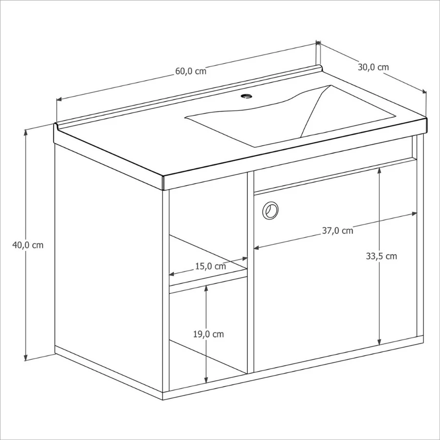 CONJUNTO GABINETE COM ESPELHEIRA E CUBA PARA BANHEIRO 60CM ADONIS VARIAS CORES - Imagem 6