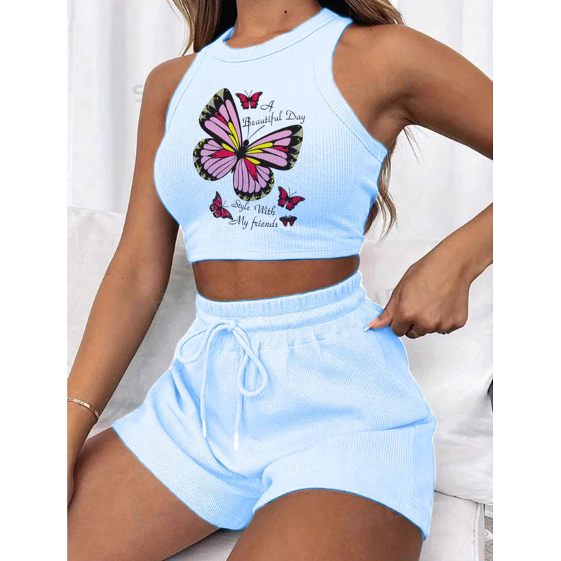 Conjunto cropped e short canelado 3D Feminino - Imagem 8