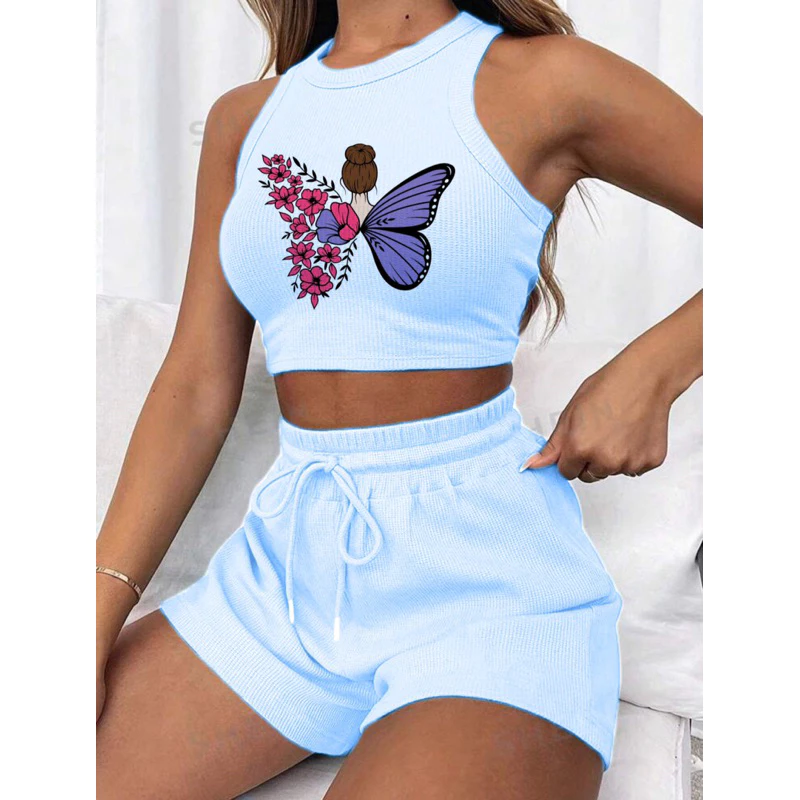 Conjunto cropped e short canelado 3D Feminino - Imagem 4