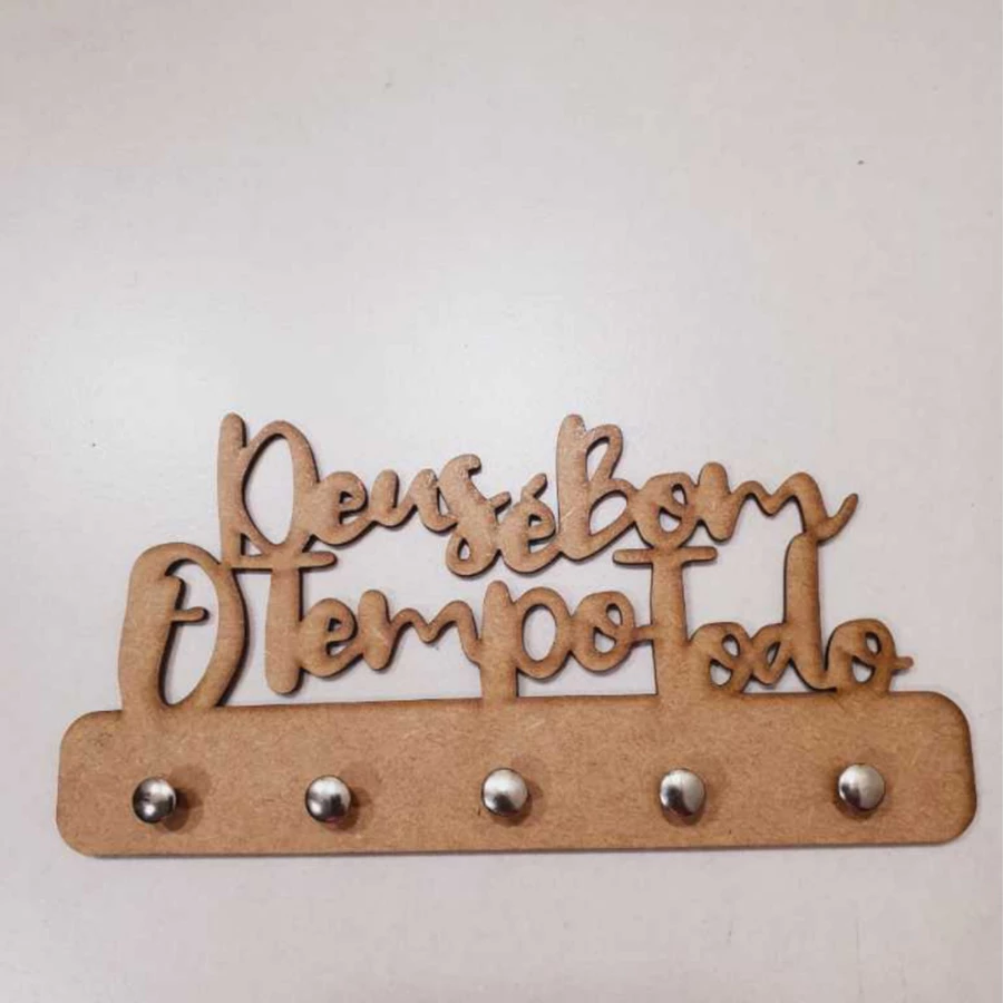 Porta-Chaves de Parede em MDF 3mm Preto – “Deus é Bom o Tempo Todo” - Imagem 5