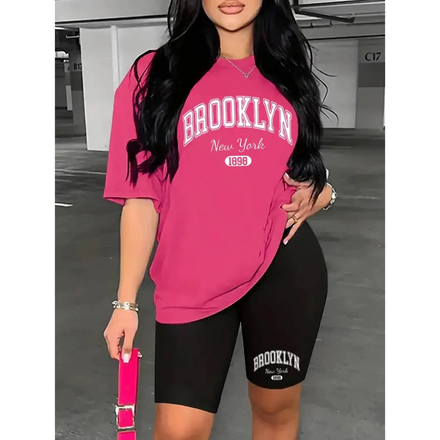 Conjunto Feminino Bermuda Legging+Camiseta Academia Brooklyn New York - Imagem 4