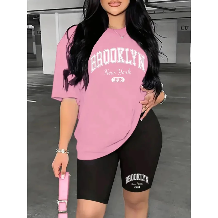Conjunto Feminino Bermuda Legging+Camiseta Academia Brooklyn New York - Imagem 2