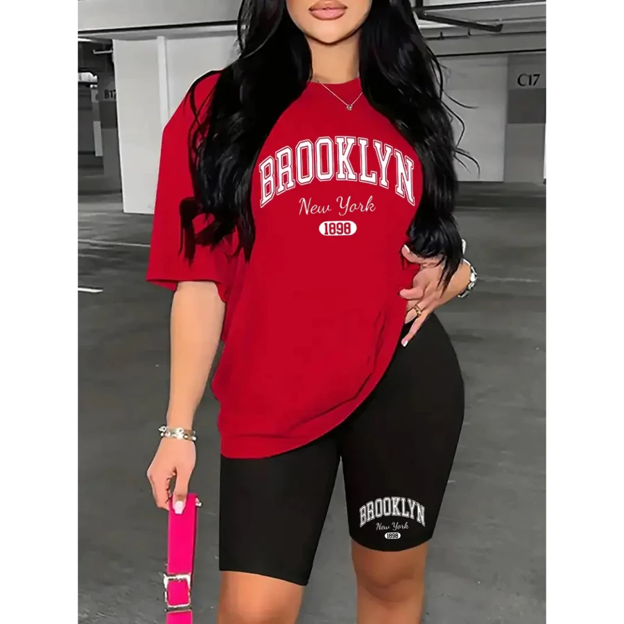 Conjunto Feminino Bermuda Legging+Camiseta Academia Brooklyn New York - Imagem 3