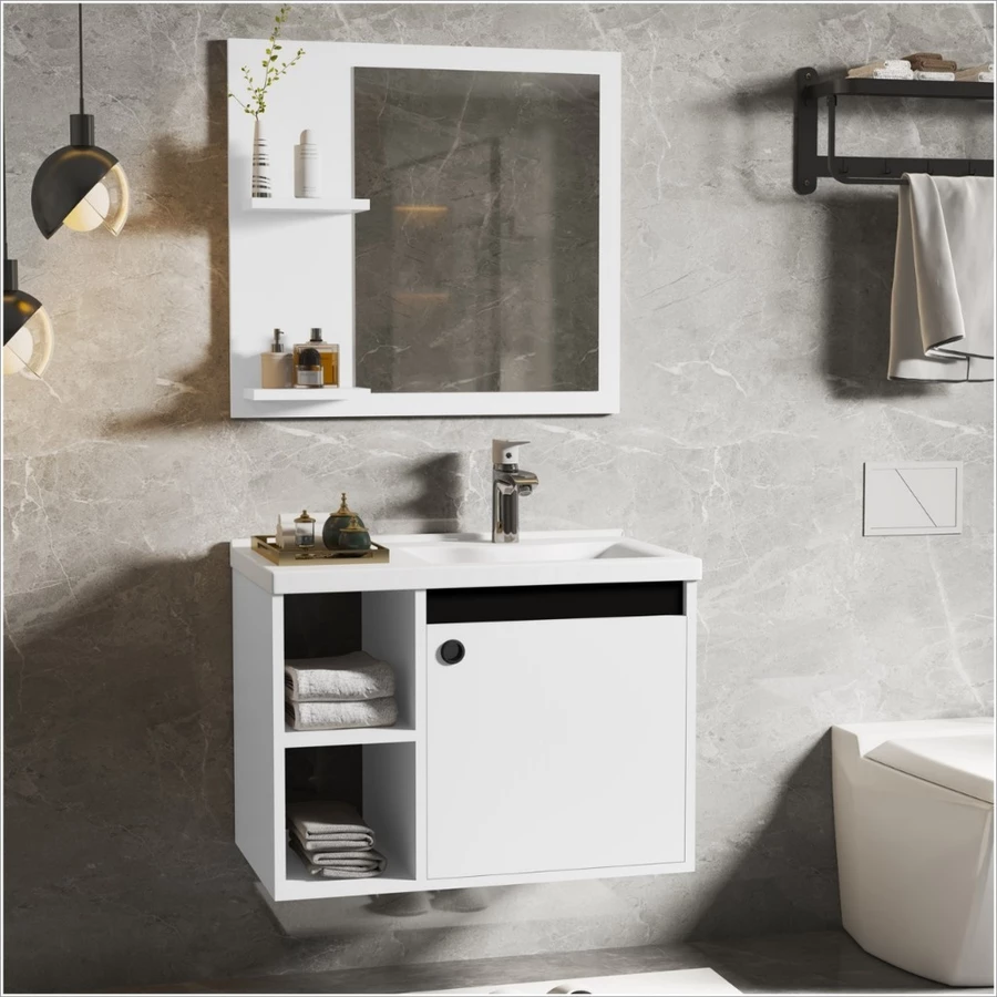 CONJUNTO GABINETE COM ESPELHEIRA E CUBA PARA BANHEIRO 60CM ADONIS VARIAS CORES - Imagem 4