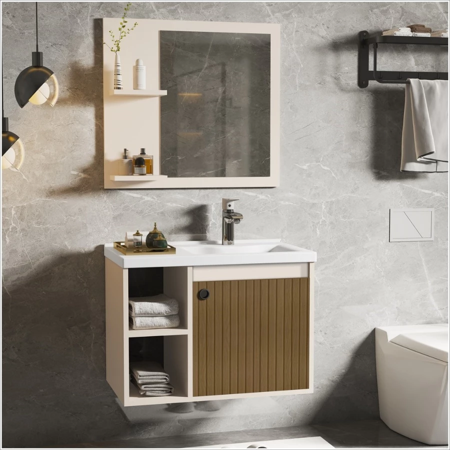 CONJUNTO GABINETE COM ESPELHEIRA E CUBA PARA BANHEIRO 60CM ADONIS VARIAS CORES - Imagem 3