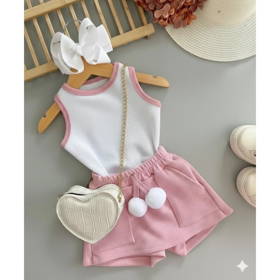 Conjunto Infantil Menina – Regata Ribana + Short Saia Ana - Imagem 2