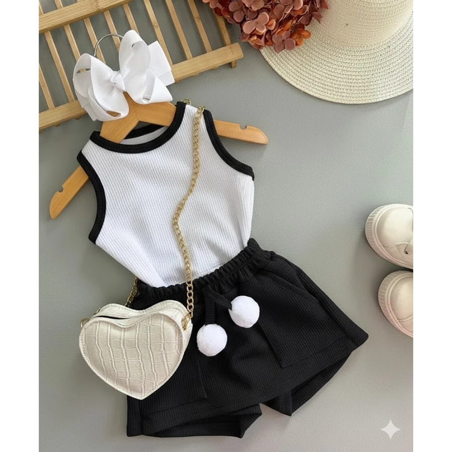 Conjunto Infantil Menina – Regata Ribana + Short Saia Ana - Imagem 4