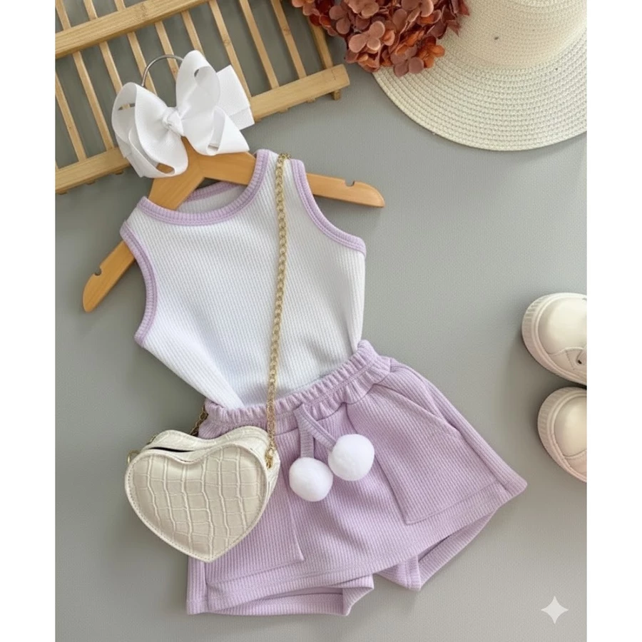 Conjunto Infantil Menina – Regata Ribana + Short Saia Ana - Imagem 5