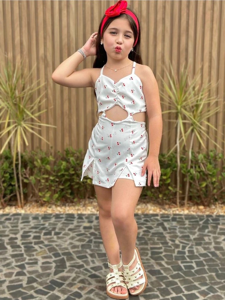 Macaquinho Infantil Short e Saia Crepinho Moda Blogueirinha 4 au 10 - Imagem 5